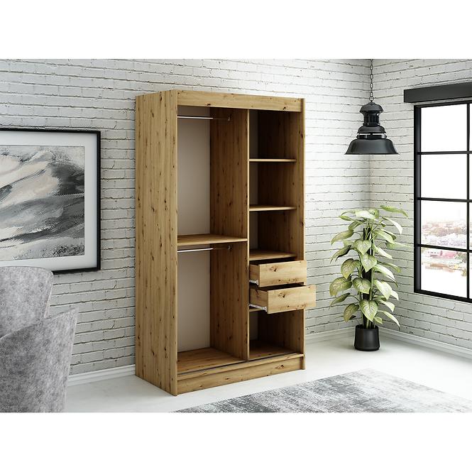 Schrank Halifax Y1 120 eiche Artisan/schwarz/Spiegel