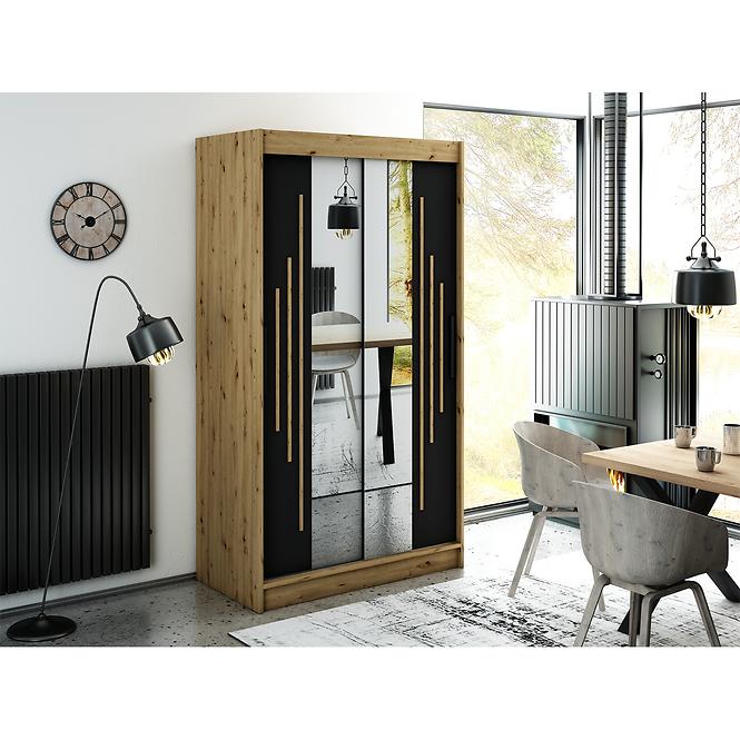 Schrank Halifax Y1 120 eiche Artisan/schwarz/Spiegel