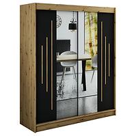 Schrank Halifax Y1 180 eiche Artisan/schwarz/Spiegel