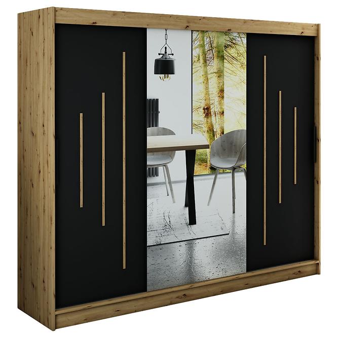 Schrank Halifax Y1 250 eiche Artisan/schwarz/Spiegel