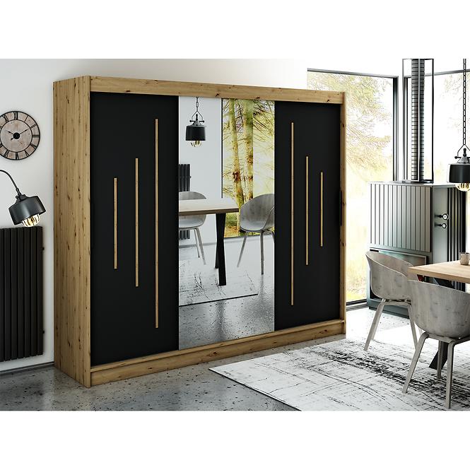 Schrank Halifax Y1 250 eiche Artisan/schwarz/Spiegel