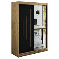 Schrank Halifax Y2 150 eiche Artisan/schwarz/Spiegel