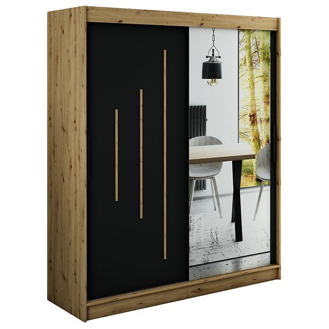 Schrank Halifax Y2 180 eiche Artisan/schwarz/Spiegel