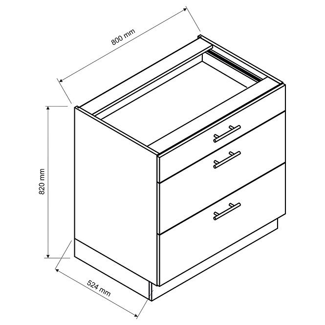 Küchenschrank Max D80s/3 Grau