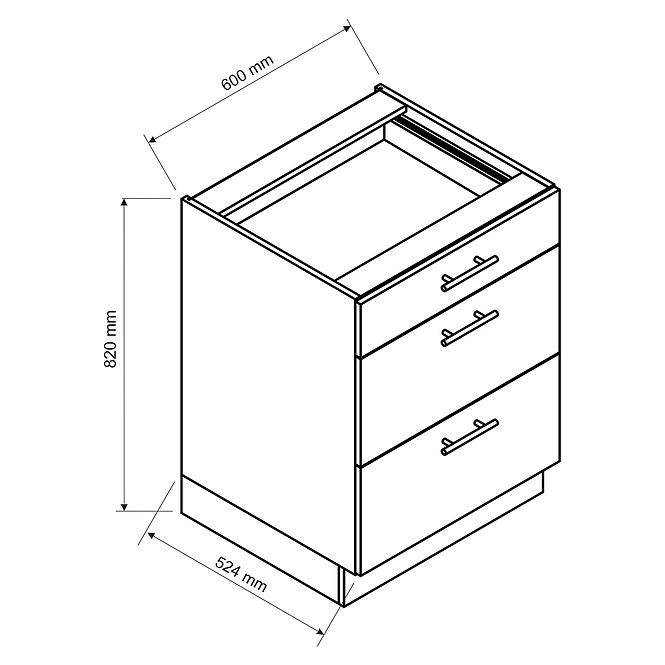 Küchenschrank Max D60s/3 Grau