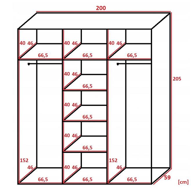 Schrank Malani 200 L Craft / Vorderseite Weiß