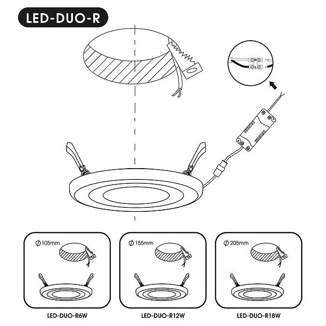 LED Einbauleuchte DUO rund 6+3W 400 lm