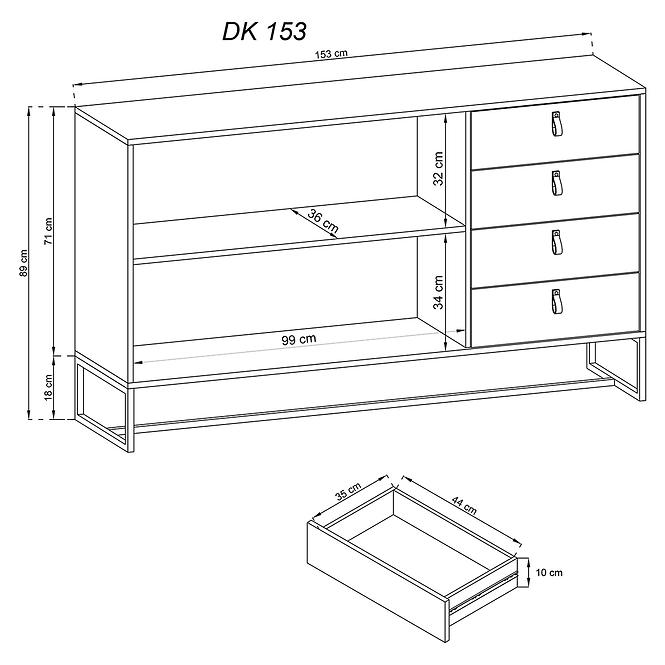 Kommode Dark dk 153 eiche ribbeck/schwarz stein