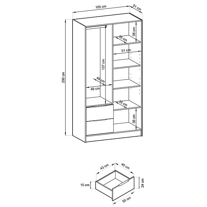 Schrank Nelly 2d artisan/schwarz