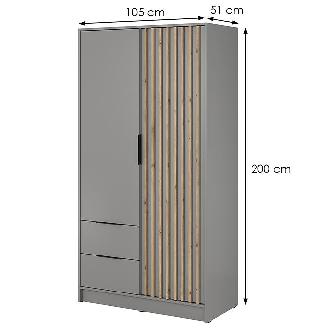 Schrank Nelly 2d grau/artisan