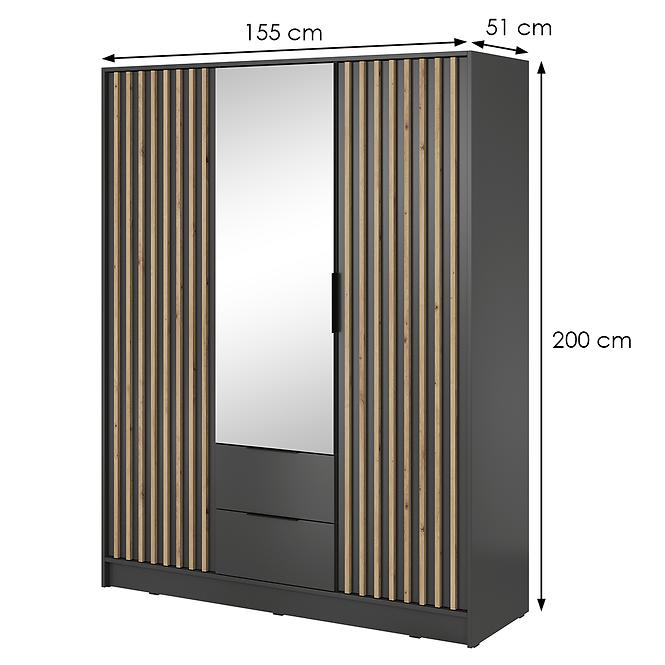 Schrank Nelly 3d spiegel graphit/artisan