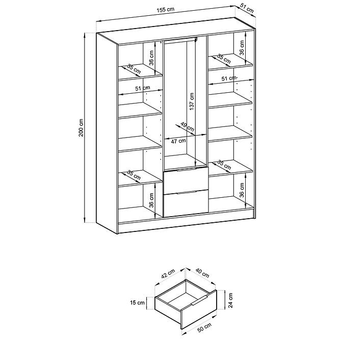 Schrank Nelly 3d spiegel graphit/artisan