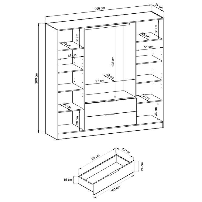 Schrank Nelly 4d artisan/schwarz