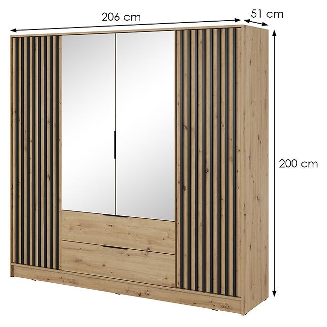 Schrank Nelly 4d spiegel artisan/schwarz