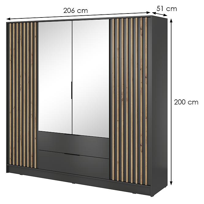 Schrank Nelly 4d spiegel graphit/artisan