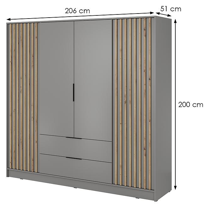 Schrank Nelly 4d grau/artisan