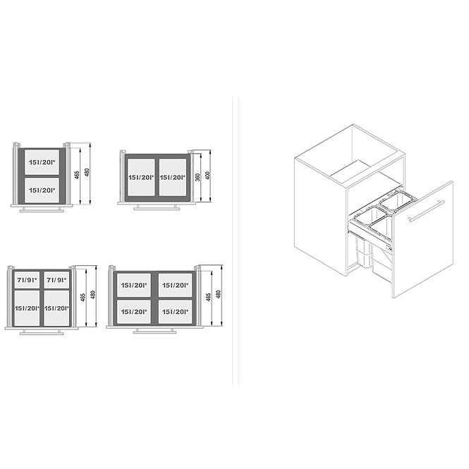 Schublade mit mülleimerni h=42.5 nl-480 graphit