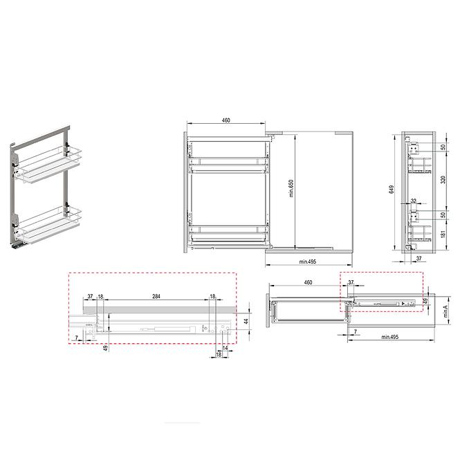 Cargo mini seitlich 15 rechte l480 chrom/weiß