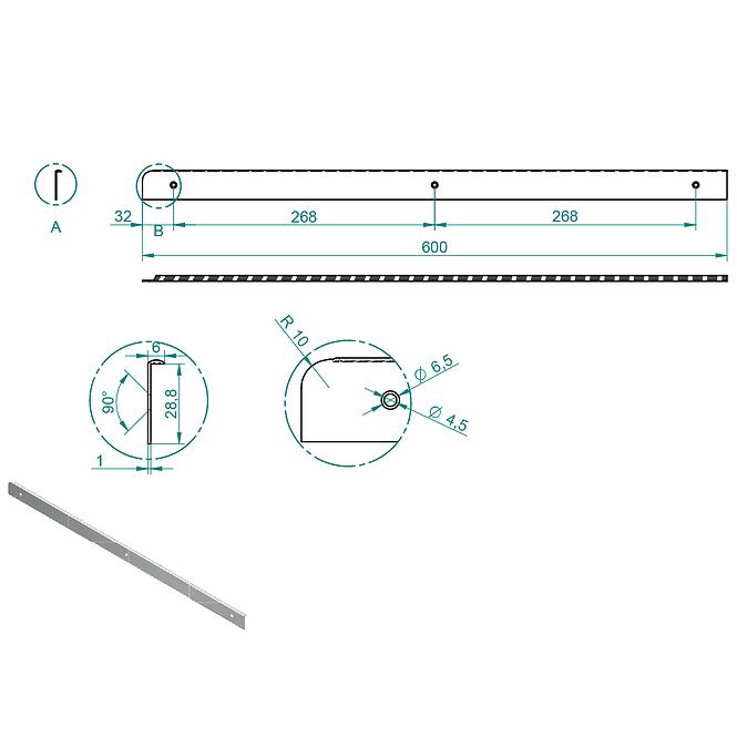 Seitenleiste links 1mm Kronospan 28 – TG04.2310.07.055