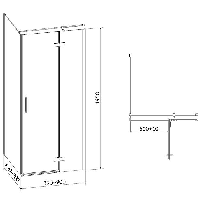 Duschkabine Jota 90x90x195 rechts