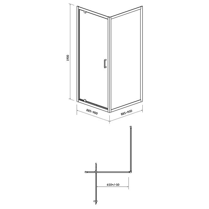 Duschkabine Arteco pivot 90x90x190 chrom