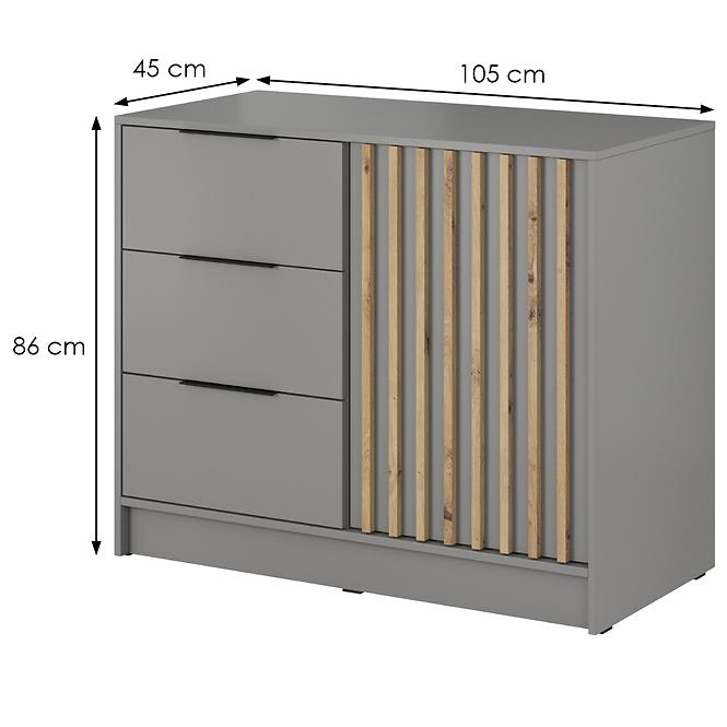 Kommode Nelly 1d grau/lamela artisan