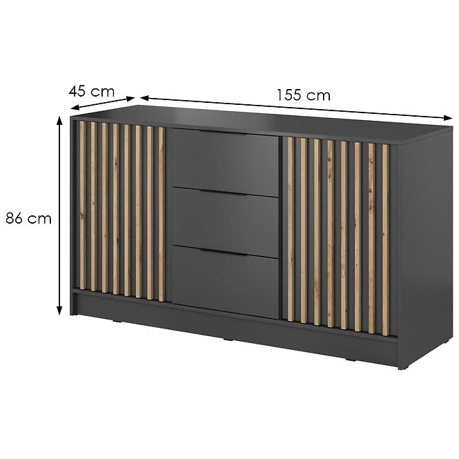 Kommode Nelly 2d graphit/lamela artisan
