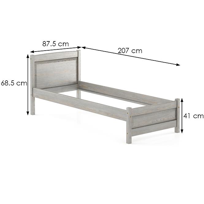 Bett aus kiefernholz LK125–80x200 grey