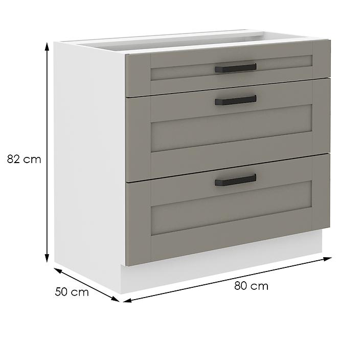 Küchenschrank Luna claygrey/weiß 80D 3S BB