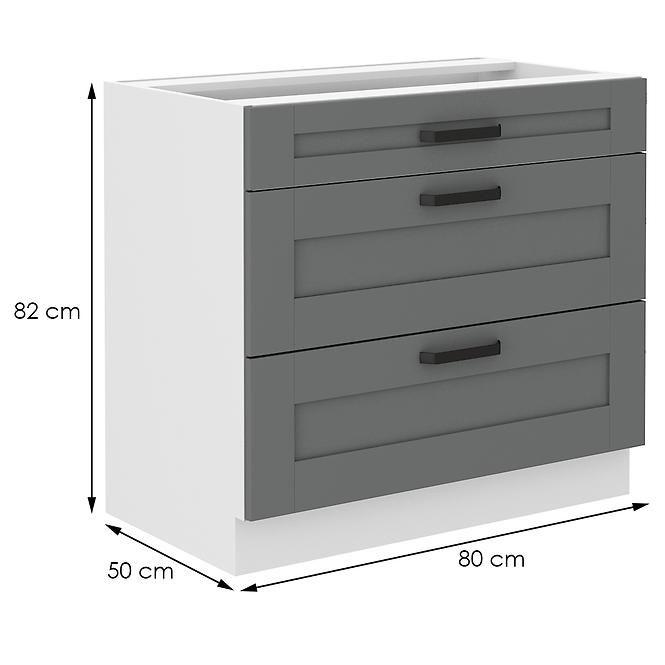 Küchenschrank Luna dustgrey/weiß 80D 3S BB