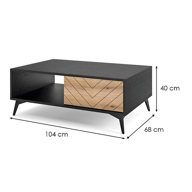 Couchtisch Diamond L104 Eiche evoke/Schwarz