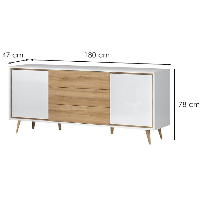 Kommode VidaK23 pacific walnut/crystal white