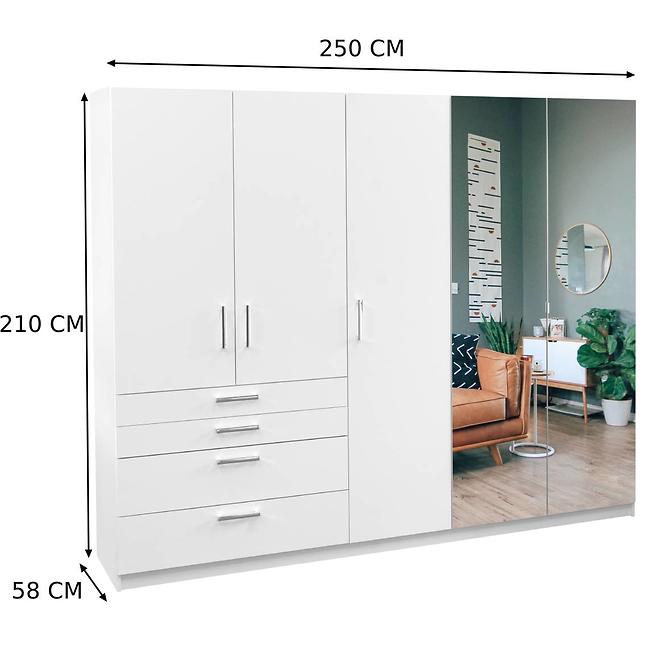 Schrank Pekos 250 lux Weiß/Spiegel