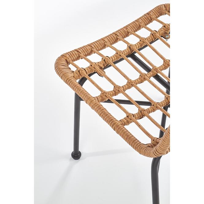 Stuhl K401 Rattan/Stoff/Metall Natural/Schwarz