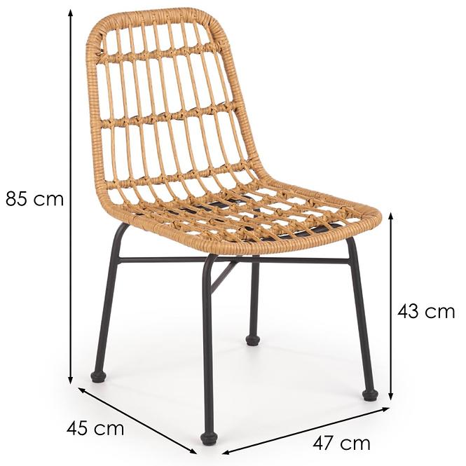 Stuhl K401 Rattan/Stoff/Metall Natural/Schwarz