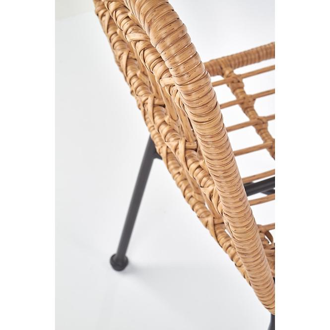 Stuhl K401 Rattan/Stoff/Metall Natural/Schwarz