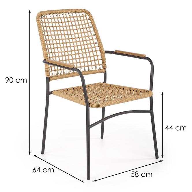 Stuhl K457 Rattan/Metall Natural/Schwarz