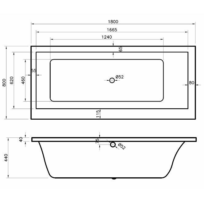 Badewanne Capri 180x80