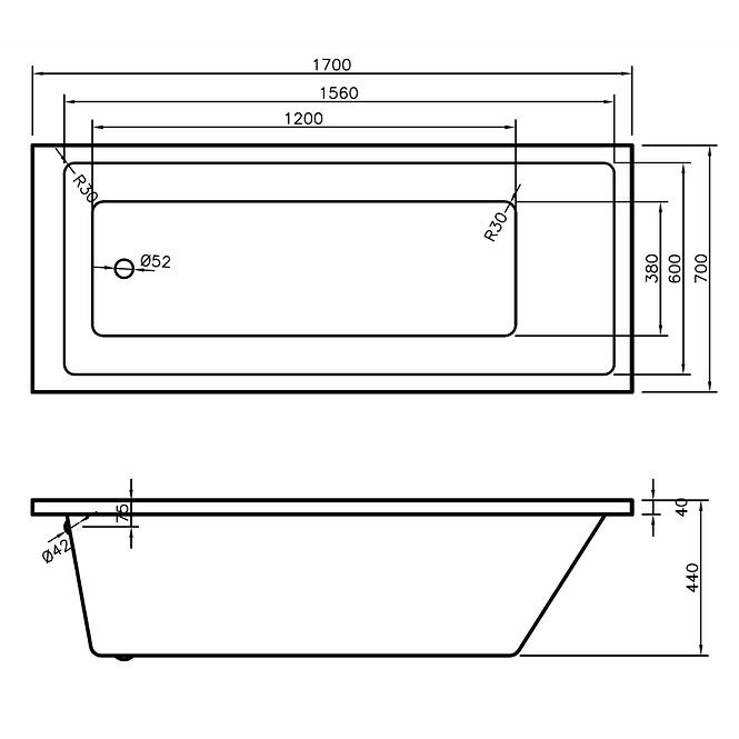 Badewanne Lina 170x70