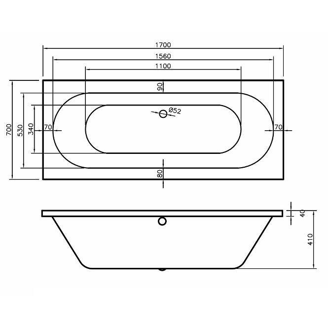 Badewanne Tango 170x70