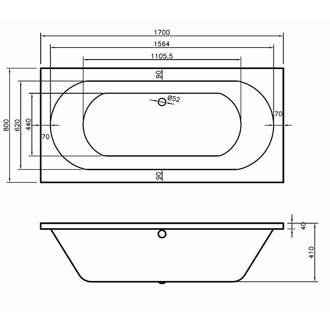 Badewanne Tango 170x80