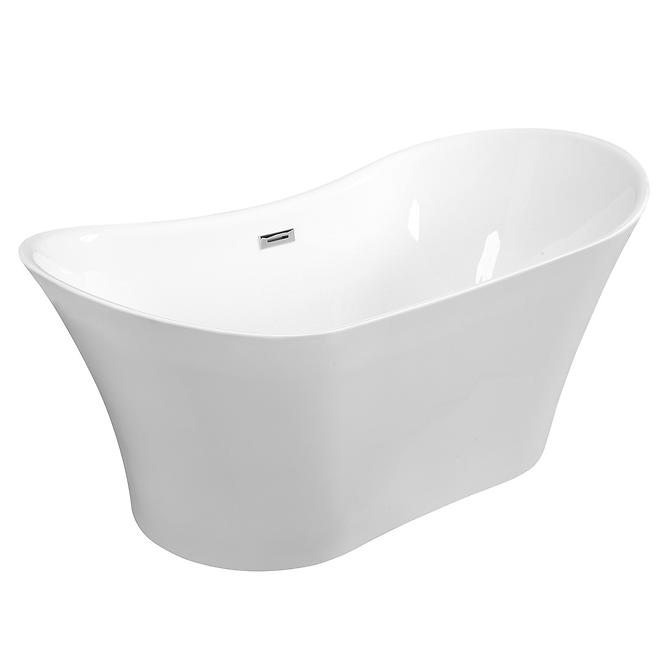 Frei stehende Badewanne Amber 170/80 Überlaufgarnitur Click-Clack mit rechteckigem Überlauf Slim Chrom