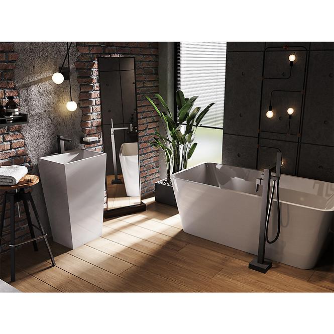 Frei stehende Badewanne Evita 160/80 + Überlaufgarnitur Click-Clack mit Überlauf Slim