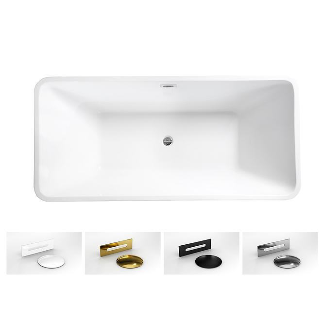 Frei stehende Badewanne Evita 160/80 + Überlaufgarnitur Click-Clack mit Überlauf Slim