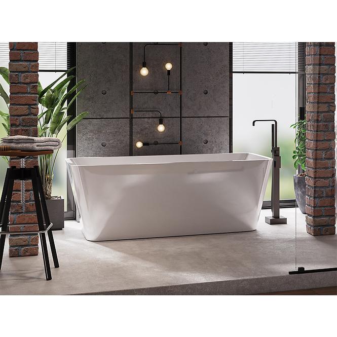 Frei stehende Badewanne Evita 160/80 + Überlaufgarnitur Click-Clack mit Überlauf Slim