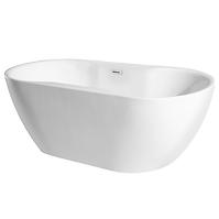 Frei stehende Badewanne Navia 150/80 Überlaufgarnitur Click-Clack mit rechteckigem Überlauf Slim Chrom