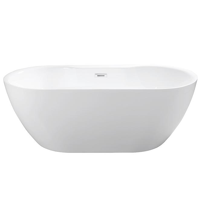 Frei stehende Badewanne Navia 150/80 Überlaufgarnitur Click-Clack mit rechteckigem Überlauf Slim Chrom