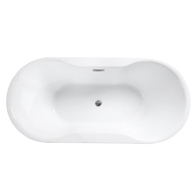 Frei stehende Badewanne Navia 150/80 Überlaufgarnitur Click-Clack mit rechteckigem Überlauf Slim Chrom