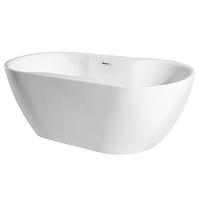 Frei stehende Badewanne Navia 160/80 Überlaufgarnitur Click-Clack mit rechteckigem Überlauf Slim Chrom