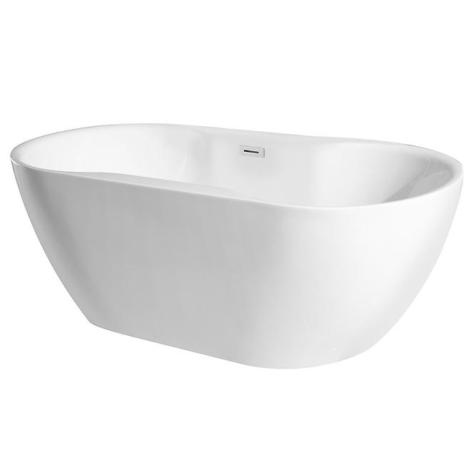 Frei stehende Badewanne Navia 160/80 Überlaufgarnitur Click-Clack mit rechteckigem Überlauf Slim Chrom